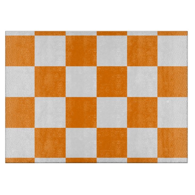 Chequered Large - White and Orange Cutting Board (Front)
