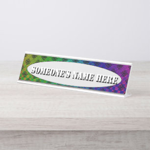 Chequered Lattice Fence by Kenneth Yoncich Desk Name Plate