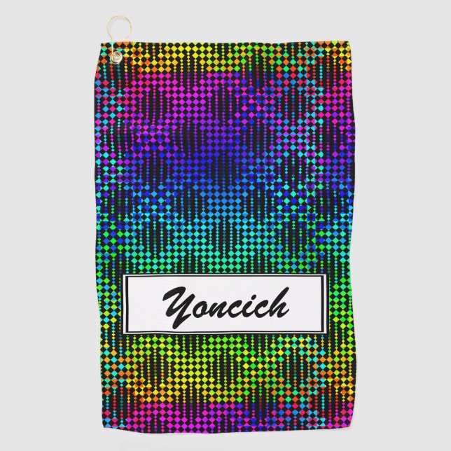 Chequered Lattice Fence by Kenneth Yoncich Golf Towel (Front)