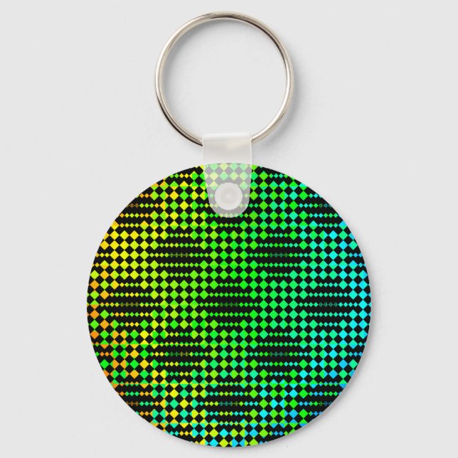 Chequered Lattice Fence by Kenneth Yoncich Key Ring (Front)