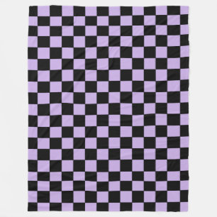 Chequered Lavender and Black Fleece Blanket