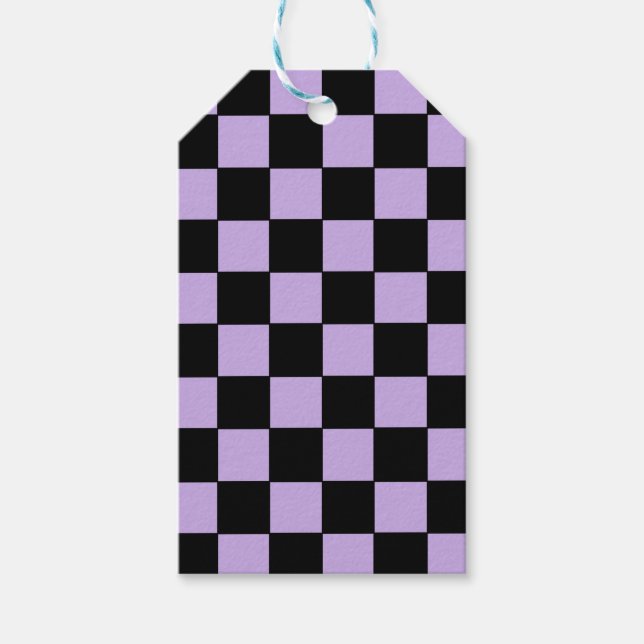 Chequered Lavender and Black  Gift Tags (Front)