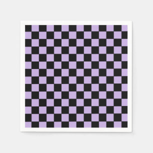 Chequered Lavender and Black Napkin