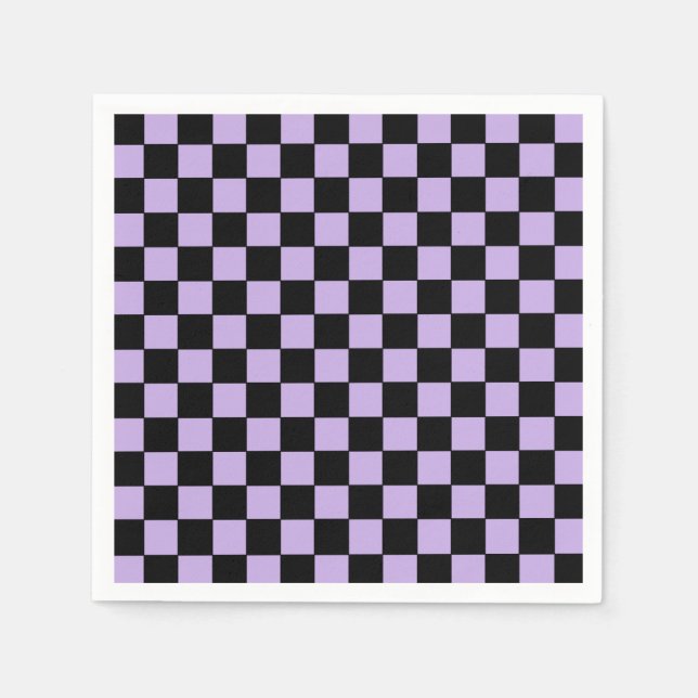 Chequered Lavender and Black  Napkin (Front)