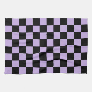 Chequered Lavender and Black Tea Towel