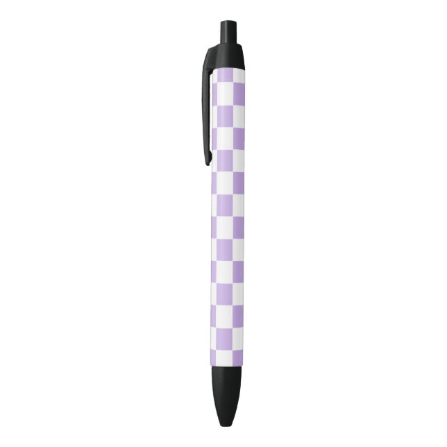 Chequered Lavender and White Black Ink Pen (Top (Vertical))