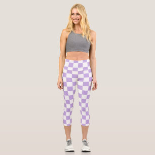 Chequered Lavender and White Capri Leggings