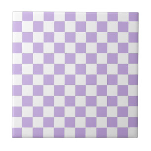Chequered Lavender and White Ceramic Tile