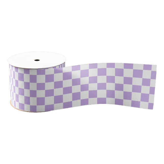 Chequered Lavender and White Grosgrain Ribbon (Spool)
