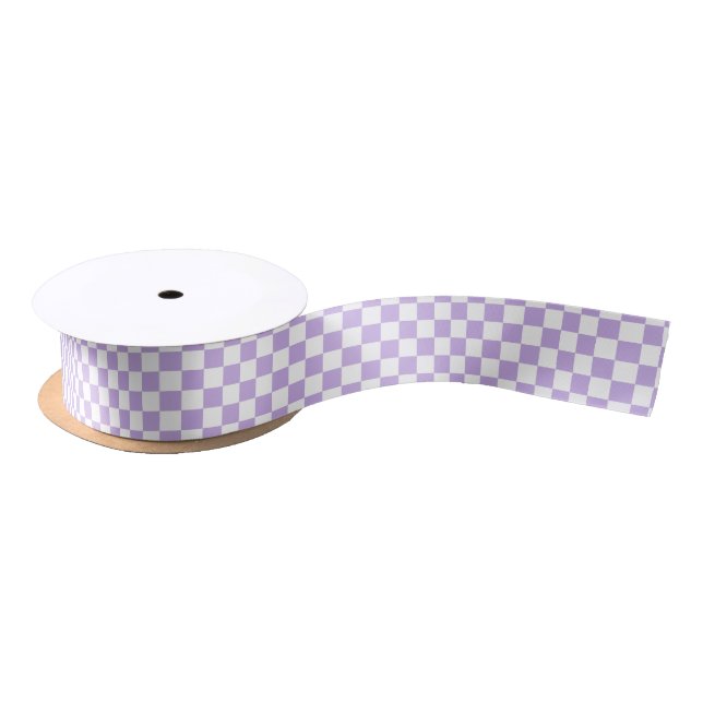 Chequered Lavender and White Satin Ribbon (Spool)