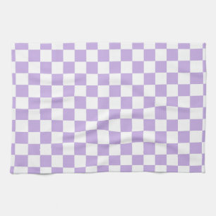 Chequered Lavender and White Tea Towel