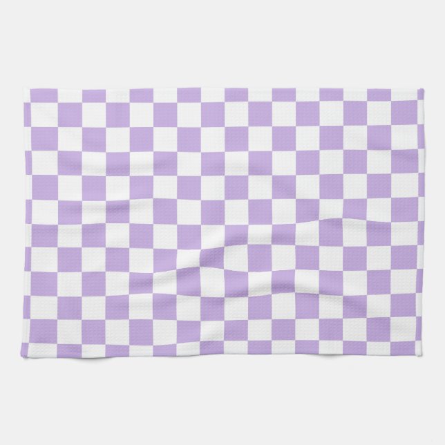 Chequered Lavender and White Tea Towel (Horizontal)
