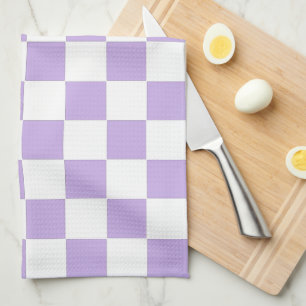 Chequered Lavender and White Tea Towel