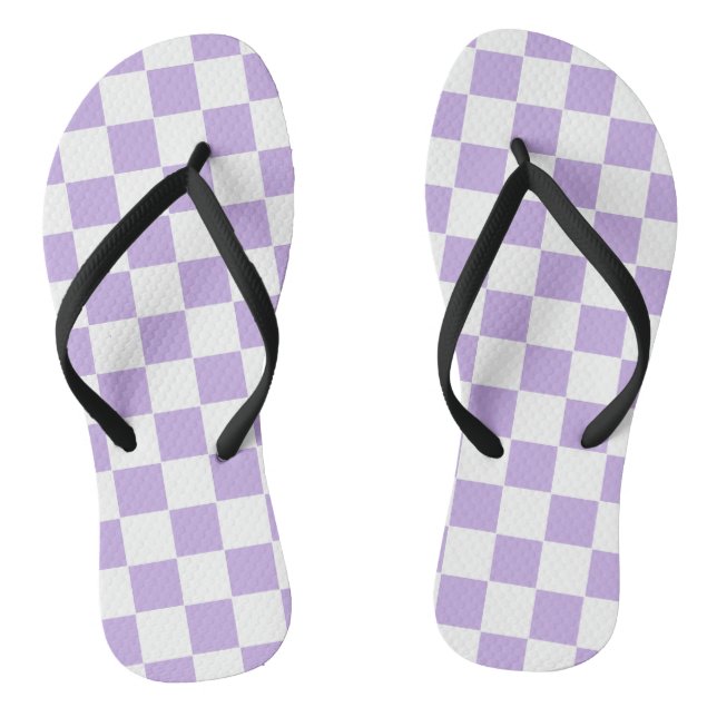 Chequered Lavender and White Thongs (Footbed)