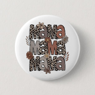 Chequered Leopard Race Funny Mum Race Mummy 6 Cm Round Badge