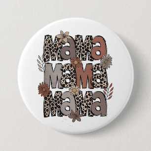 Chequered Leopard Race Funny Mum Race Mummy 7.5 Cm Round Badge
