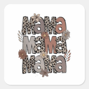 Chequered Leopard Race Funny Mum Race Mummy Square Sticker