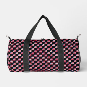 Chequered Liberia Flag Pattern Duffle Bag