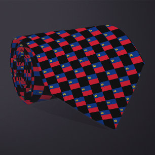 Chequered Liechtenstein Flag Pattern Tie