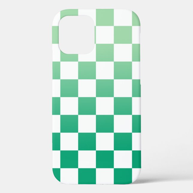 Chequered Light to Dark Green Ombré Pattern Case-Mate iPhone Case (Back)