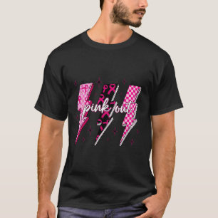 Chequered Lightning Bolt Pink Out Breast Cancer Gi T-Shirt