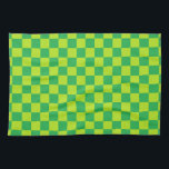Chequered Lime Green and Green Tea Towel<br><div class="desc">Abstract digital art of green and a lime green colour squares in a chequered formation</div>