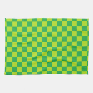 Chequered Lime Green and Green Tea Towel