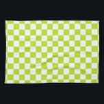 Chequered Lime Green and White Tea Towel<br><div class="desc">Abstract digital art of lime green and white squares in a chequered formation.</div>