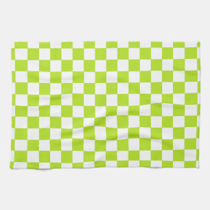 Chequered Lime Green and White Tea Towel