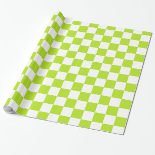 Chequered Lime Green and White Wrapping Paper