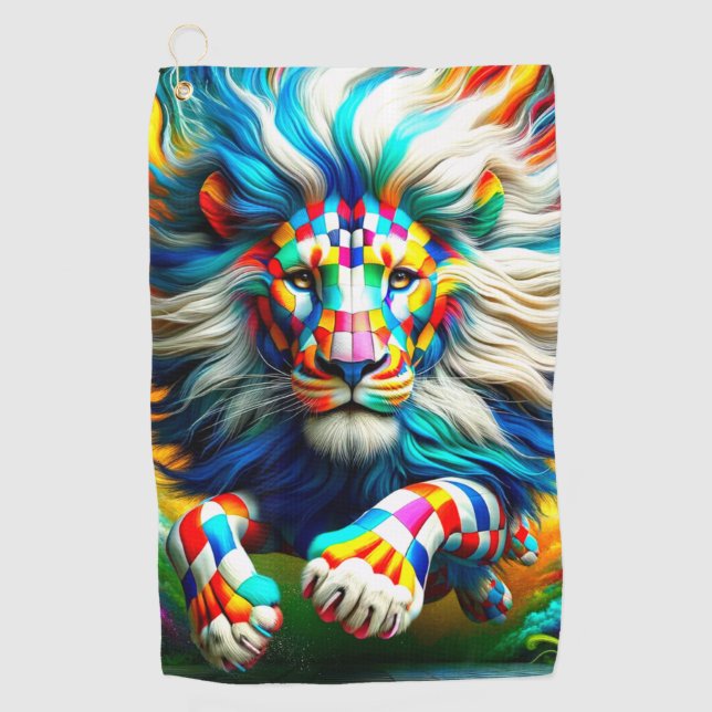Chequered Lion Golf Towel (Front)