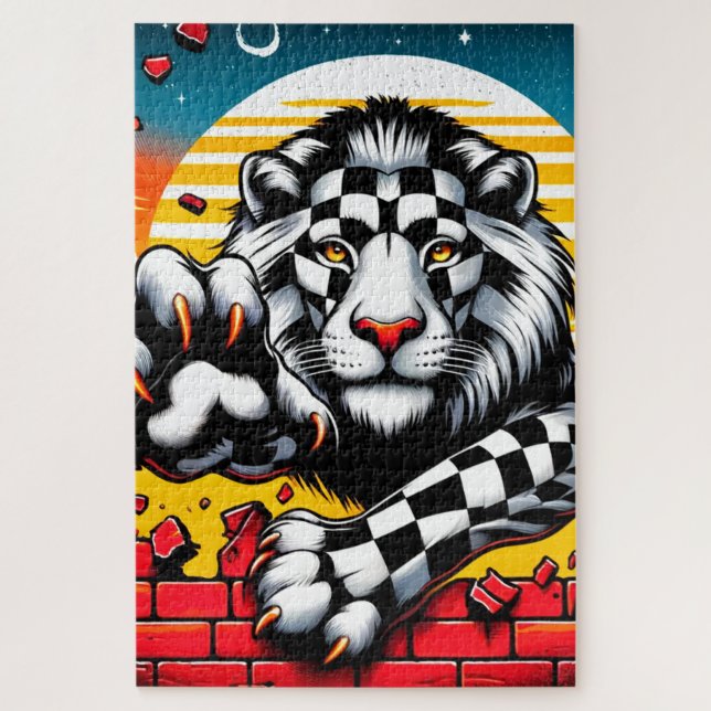 Chequered Lion Jigsaw Puzzle (Vertical)