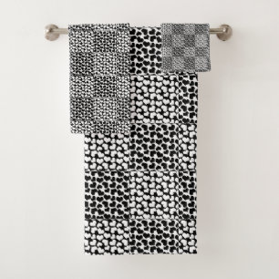 Chequered Love in Black and White  Bath Towel Set
