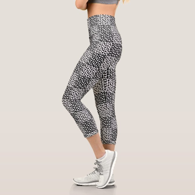 Chequered Love in Black and White  Capri Leggings (Left)