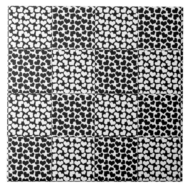 Chequered Love in Black and White  Ceramic Tile (Front)