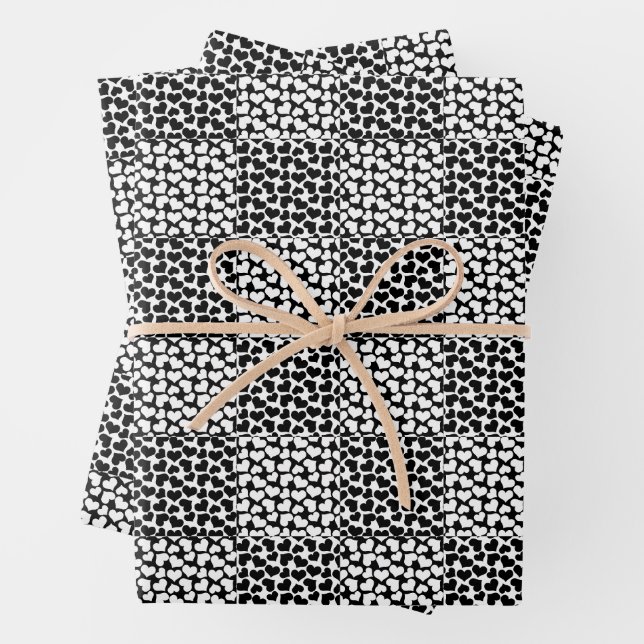 Chequered Love in Black and White  Wrapping Paper Sheet (In situ)