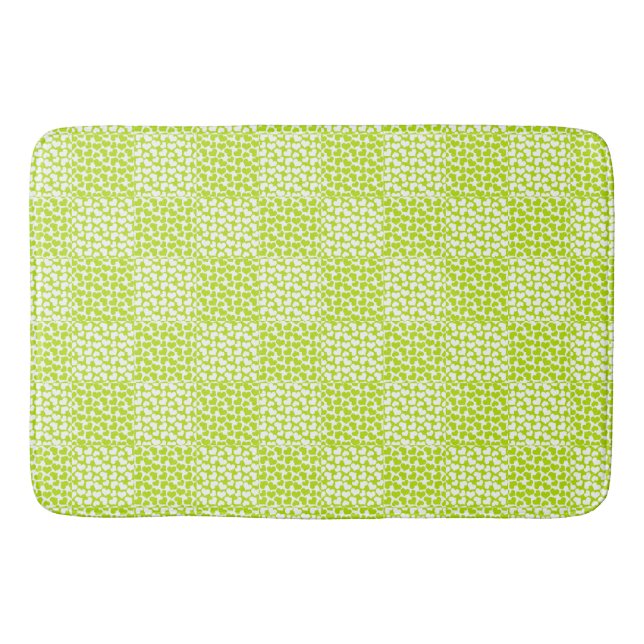 Chequered Love in Lime Green and White  Bath Mat (Front)