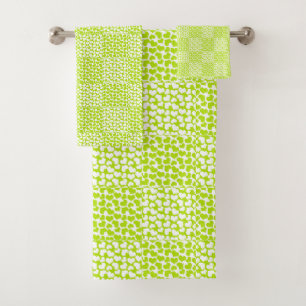 Chequered Love in Lime Green and White  Bath Towel Set