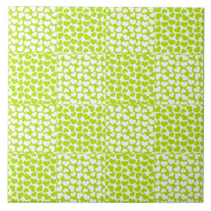 Chequered Love in Lime Green and White  Ceramic Tile