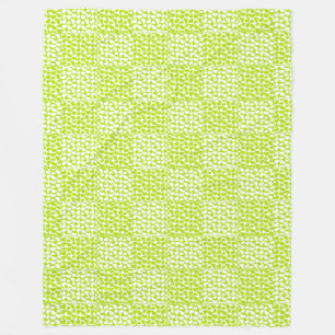 Chequered Love in Lime Green and White Fleece Blanket