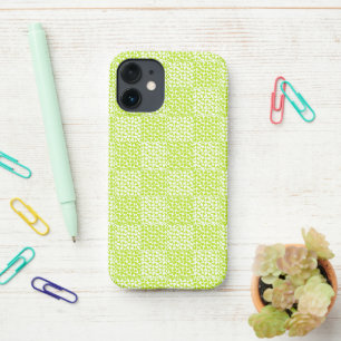 Chequered Love in Lime Green and White  iPhone 12 Mini Case
