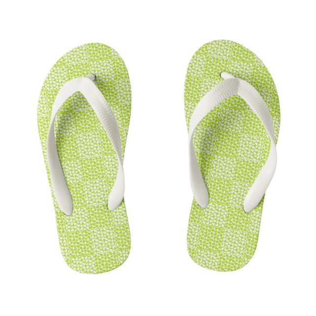 Chequered Love in Lime Green and White  Kid's Thongs (Footbed)