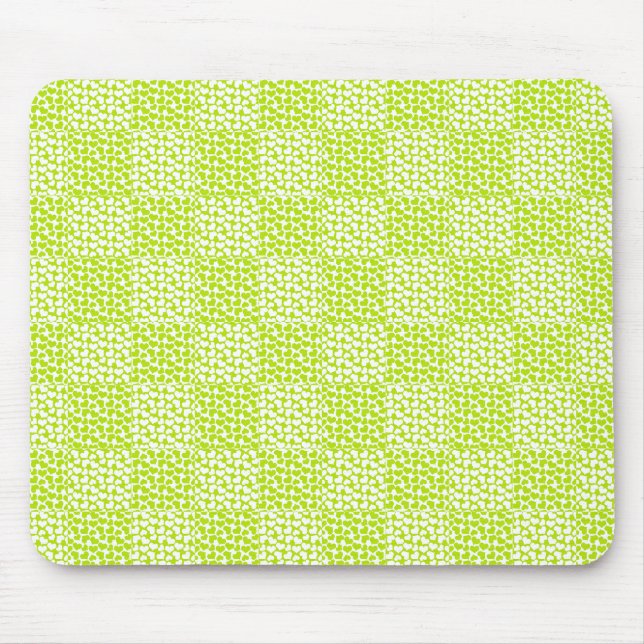 Chequered Love in Lime Green and White  Mouse Pad (Front)