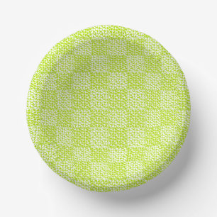 Chequered Love in Lime Green and White  Paper Plate