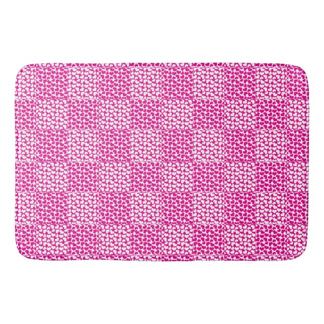 Chequered Love in Magenta and White Bath Mat (Front)