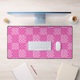 Chequered Love in Magenta and White Desk Mat