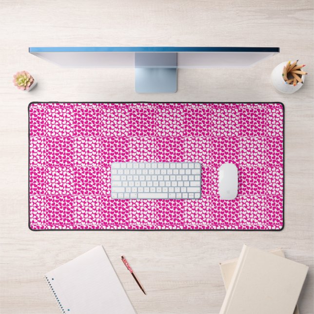 Chequered Love in Magenta and White Desk Mat (Office 1)