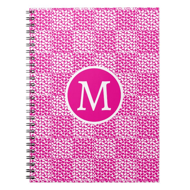 Chequered Love in Magenta and White Monogram Notebook (Front)