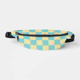 Chequered Love in Turquoise, Yellow, and White Bum Bags