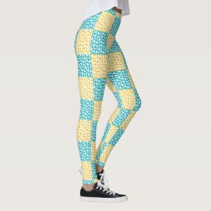 Chequered Love in Turquoise, Yellow, and White Leggings